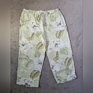 Tommy Bahama Green Leaf Print Silk And Linen Pants Size L